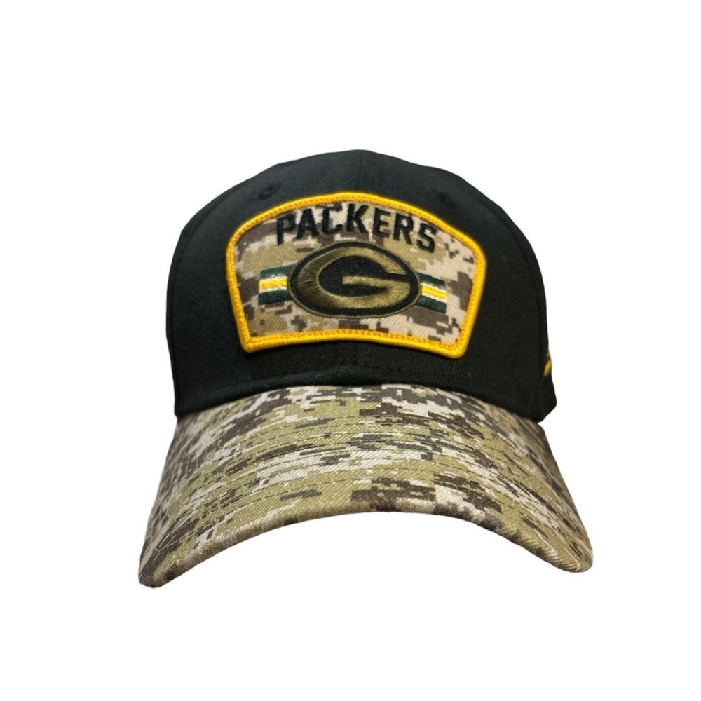 New Era Green Bay Packers Salute to Service 39THIRTY Camo Hat Small Medium Black